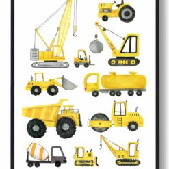 Bygningskøretøjer - håndtegnet plakat