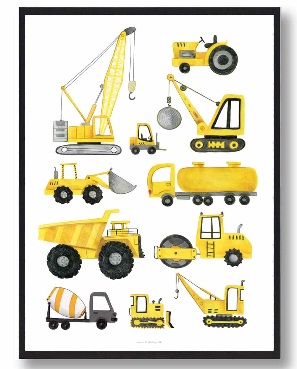 Bygningskøretøjer - håndtegnet plakat